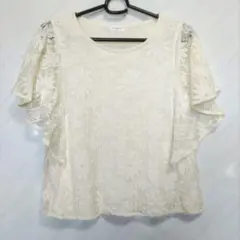 白　アイボリー　レース　ブラウス
