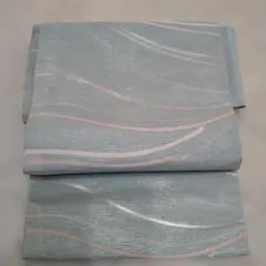 水色 波模様 名古屋帯