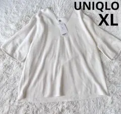 タグ付3Dコットンフレアスリーブセーター　5分袖　シンプル.カジュアル.GUずき