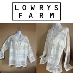 LOWRYS FARM シースルーアイボリー チェック柄 長袖シャツ