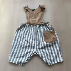 ストライプ柄動物刺繍ロンパースのサムネイル