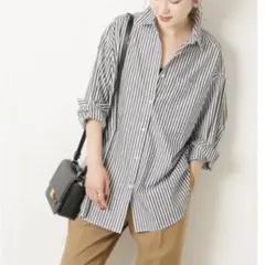 美品　Spick＆Span 50コットンオーバーシャツ　ストライプ