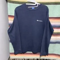 80s　チャンピオン　ロンＴ　青刺繍タグ　USA製　ネイビー　M　ヴィンテージ