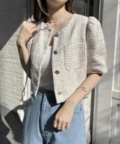 【NICECLAUP】ツイードショートジャケット