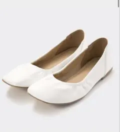 GU ギャザーシフォンフラットシューズ ホワイト 新品