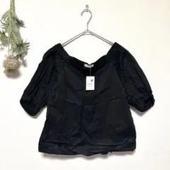 earth｜新品✨ボリュームスリーブ オフショルダー半袖カットソー｜ブラック｜F