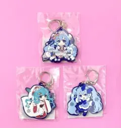 ♥初音ミク 雪ミク 両面ラバーキーホルダー 3種♥