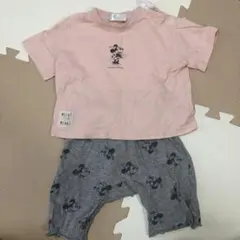ミニーマウス ベビーパジャマ ピンク/グレー　上下セット　90