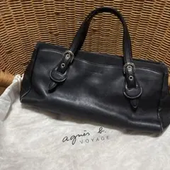agnès b. VOYAGE ブラックレザーハンドバッグ
