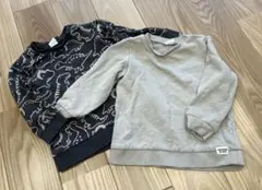 H&M ベージュ　恐竜柄　トレーナー 2枚セット　　92cm 90センチ