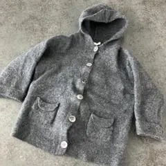 グレー フード　カーディガン　アウター　とんがり帽子