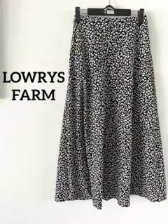 【LOWRYS FARM】ロングフレアスカート　ヒョウ柄　ブラック　Free