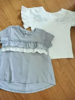 グレーとホワイトのTシャツ2枚セット 110cm