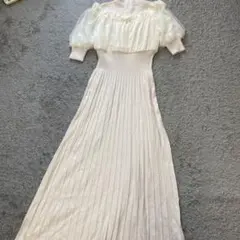 マーキュリーデュオ 異素材ドッキングオフショルニットハーフスリーブワンピース美品