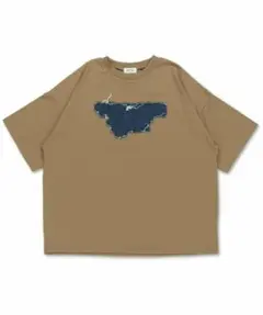 SPINNS スピンズ 半袖オーバーサイズTシャツ デニムワッペン ベージュのサムネイル