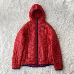 美品　パタゴニア　マイクロパフ　フーディ　パーカ　赤　XXS