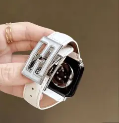 Apple Watch用 フェイクレザーバンド ホワイト マグネット式