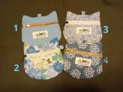 現品限り！猫型ミニポーチ　リバティ　ブルー系