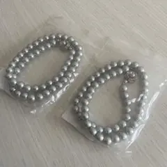 シルバー パール風 二重ネックレス 2個セット