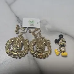 ディズニー　イヤリング　ブローチ
