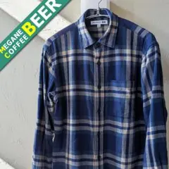 ユニクロ×JWアンダーソン ネイビー チェック柄 フランネルシャツ 長袖シャツ