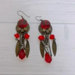 ボヘミアンフリンジピアス　大ぶりピアス