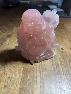 ローズクォーツ （紅水晶）笑顔の仏像 置物