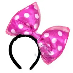 【美品】正規品 ミニー 水玉 ピンク ビッグリボン カチューシャ デカリボン