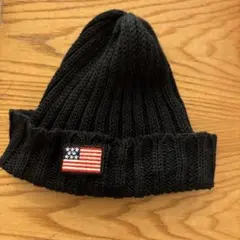 ブラックニット帽 52-54cm 深みどり色