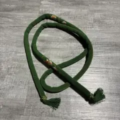 緑色 帯締め 刺繍 房付き