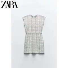 【新品未使用タグ付き】ZARA テクスチャー ジャカード ワンピース　S