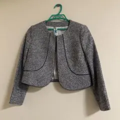 ノーカラーショートジャケット グレー ネイビー