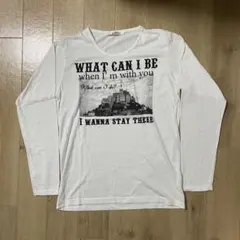 ロングTシャツ プリントロゴ ホワイト 白 メンズ Lサイズ ロック 冬服