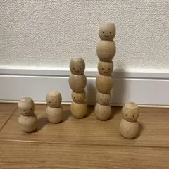 雪だるま　木のおもちゃ　つみき　にこにこ