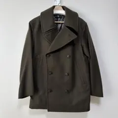 ダークグリーン ダブルブレストピーコート M