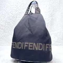 FENDI フェンディ ロゴライン ハンドバッグ トート キャンバス レザー 黒のサムネイル