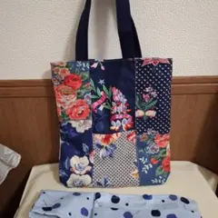 御専用　キャス・キッドソンデニム花柄とさくらんぼのトートバッグポーチセット