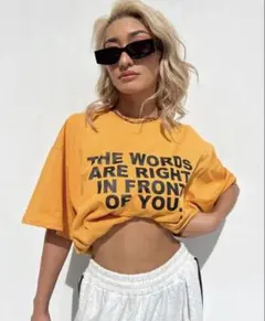 sudo print big T「WORDS」　ロゴプリント Tシャツ イエロー