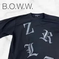 ★【ボウ】トップスTシャツブラック×英文字プリント半袖おおきめサイズ