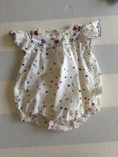 水玉模様フリルロンパース 73cm