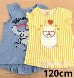 120cm【UNIQLO】キッズTシャツ2枚セット/シナモロール✨ポメラニアンのサムネイル