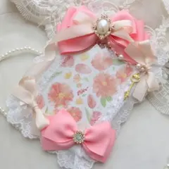 B7サイズハンドメイドデコケースコーラルピーチピンク