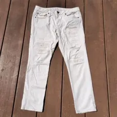 American Eagle ストレッチデニム ホワイト　ダメージ加工