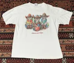 90s ヴィンテージ 猫 Tシャツ 両面プリント