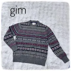 Lサイズ gim メンズニット　トップス　長袖　ウール　ノルディック柄　セーターのサムネイル