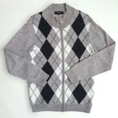 COMME CA ISM アーガイル柄カーディガン L　ジップアップ