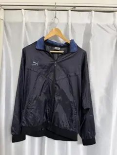 【ヒットユニオン製】PUMA ナイロンジャケット 刺繍ロゴ 90s 襟リブ切替