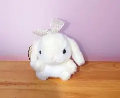 【タグ付き】アミューズ うさぎ ぬいぐるみ マスコット ボールチェーン 白