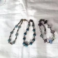 ハンドメイド 天然石ビーズブレスレット3本セット　カイヤナイトとフローライト美品