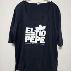 アンビル プリント Ｔシャツ Ｕネック 五分袖 XL 黒 綿 レーヨン 街着のサムネイル